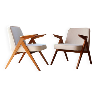 2 fauteuils scandinaves en tissu bouclé blanc