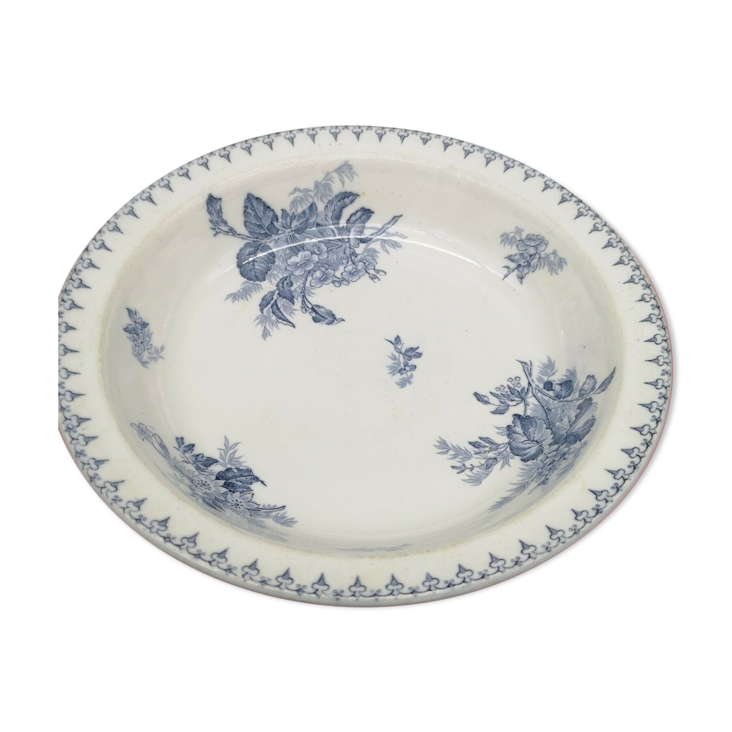 Round flat hollow earthenware Sarreguemines model Flora