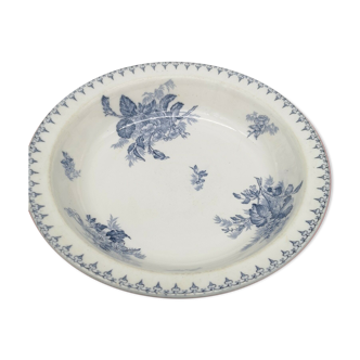 Round flat hollow earthenware Sarreguemines model Flora