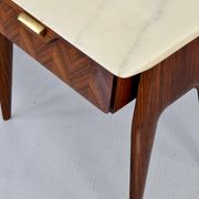 Set of 2 Italian Midcentury Rosewood and carrara bedsides tables