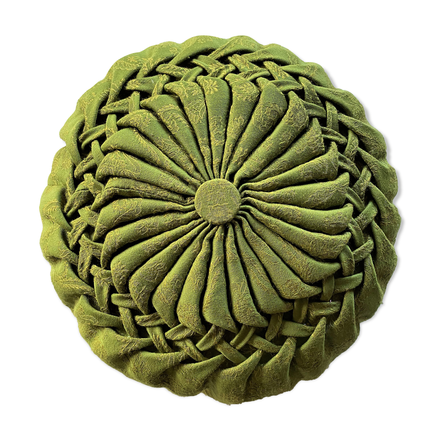 Round cushion pleated old fabric