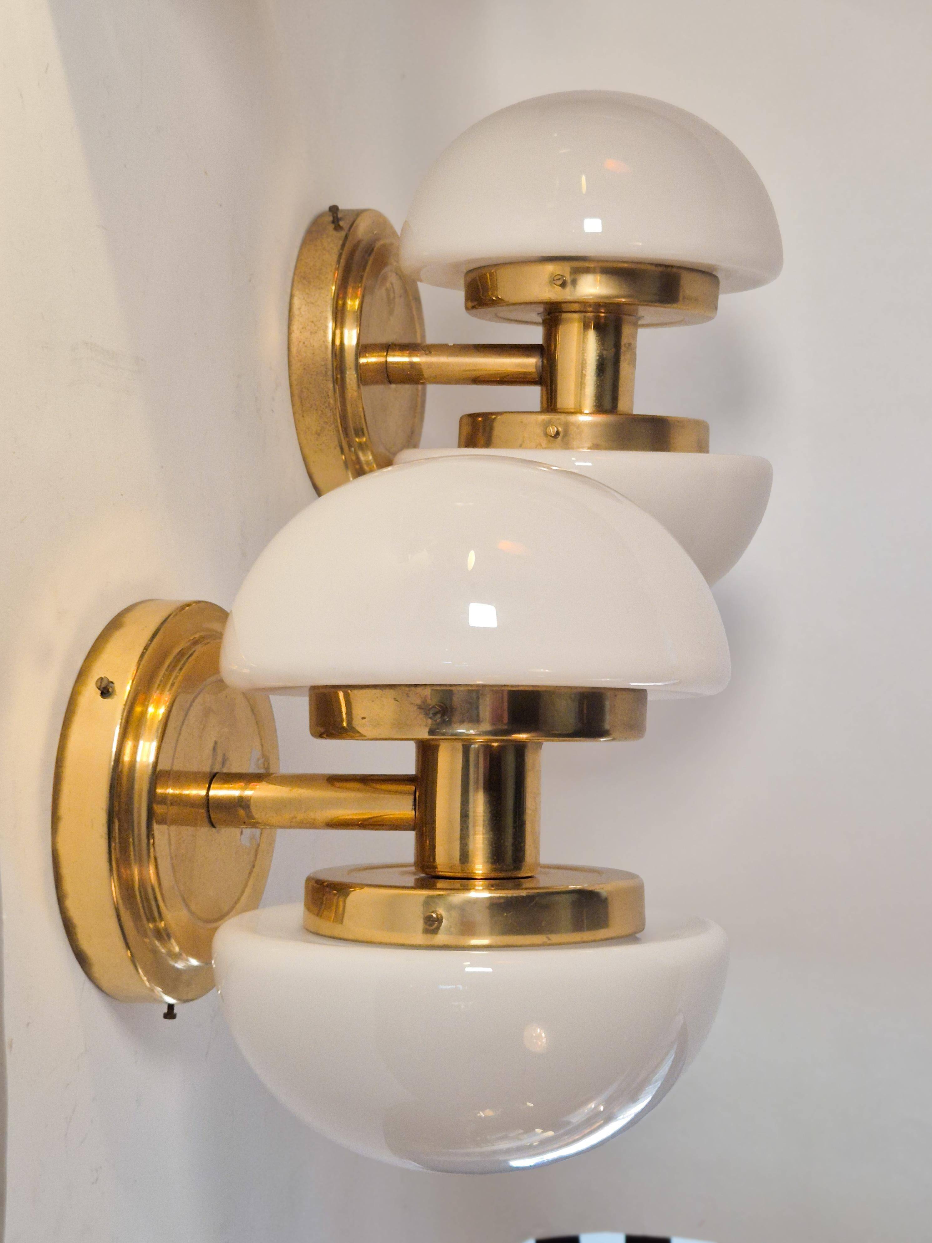 Wall/ceiling lamp in brass model "BAU" by Klaus Michalik, Midcentury.