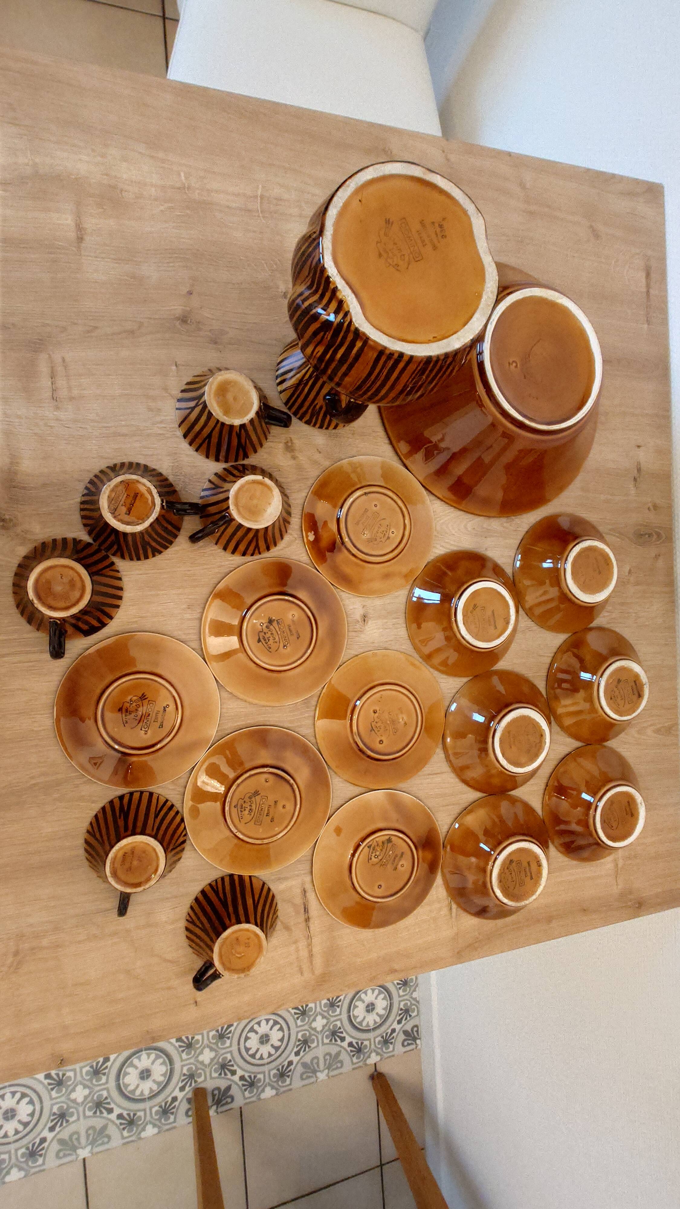 Sarreguemines Domino service, 1960s - 20 pieces