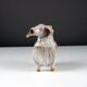 Ceramic sheep figure, sponge-glazed stoneware, Scandinavian mid-century.