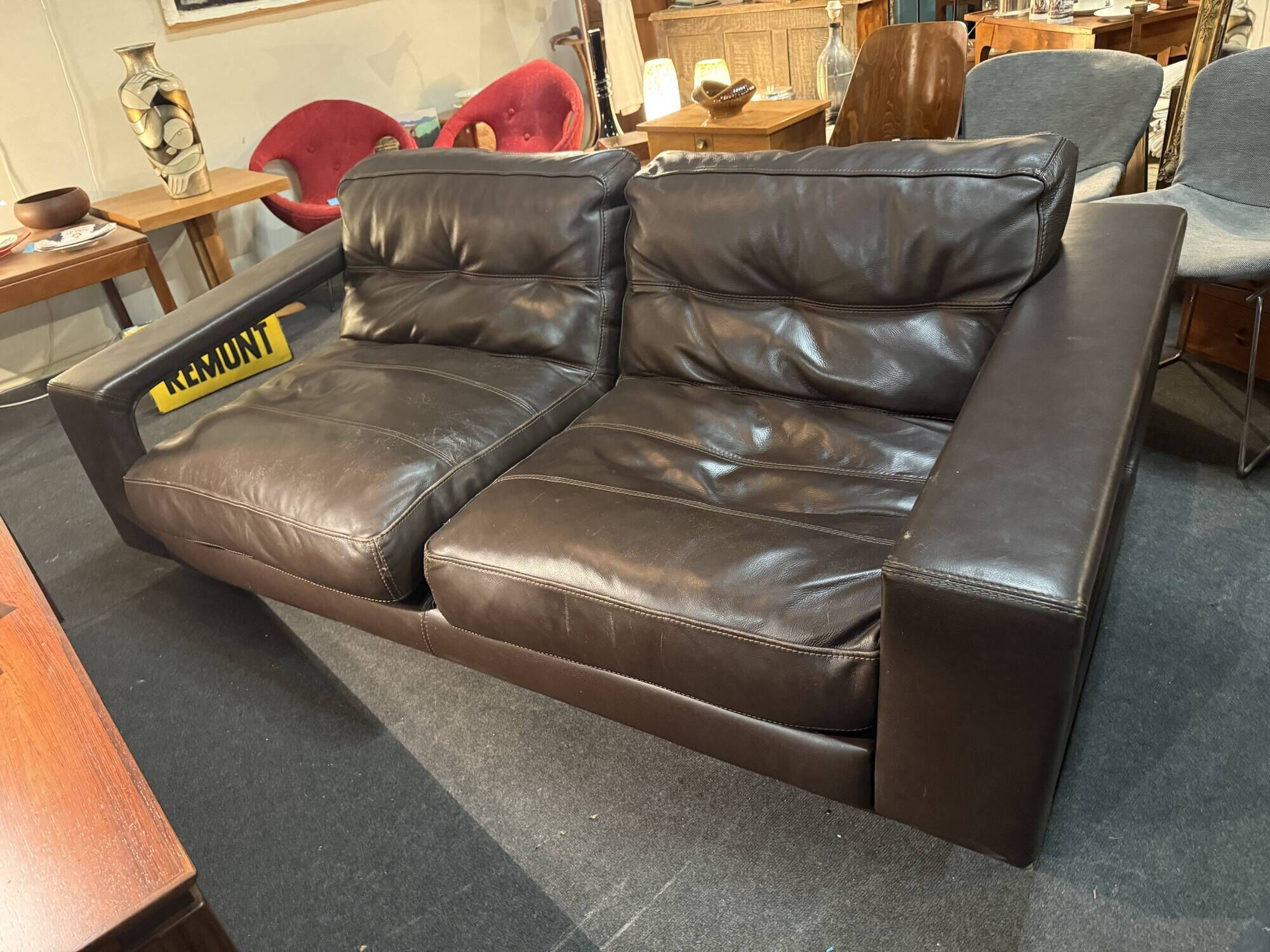 Two-seater leather sofa – Paul Daveluy by Steiner Paris – 1970s