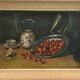 Tableau nature mort aux cerises et au thé 1928
