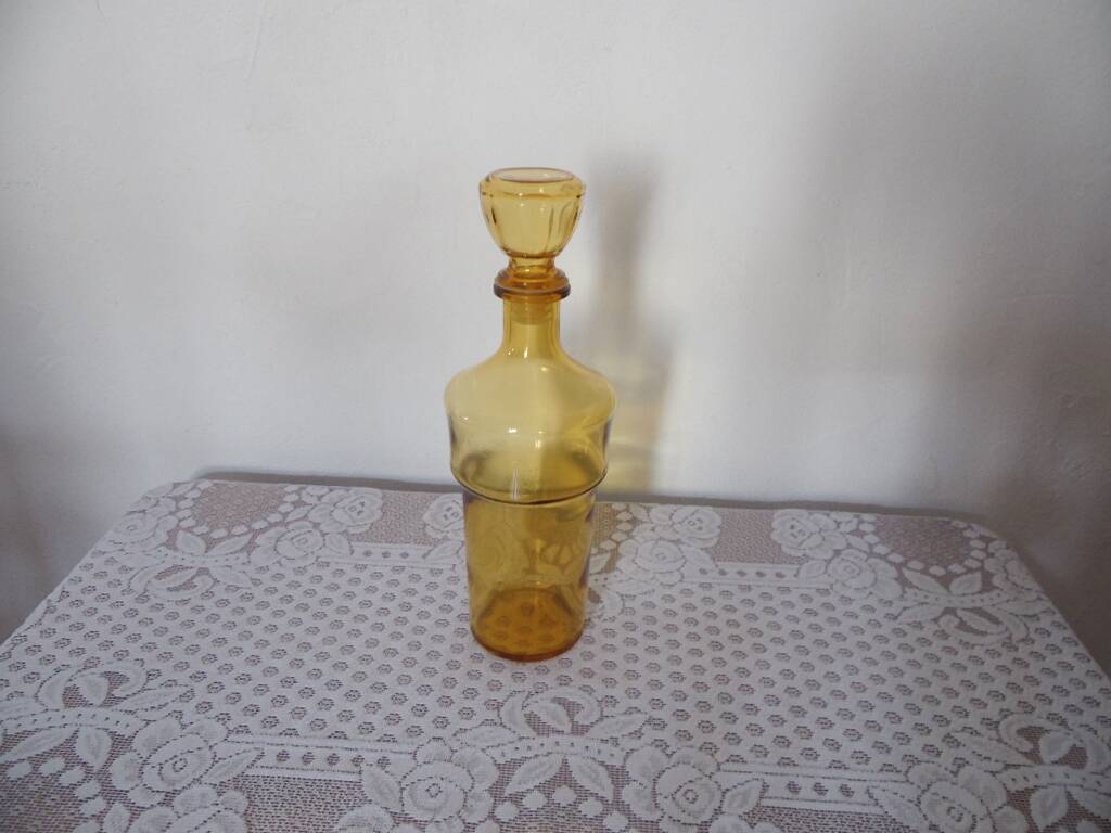 Yellow transparent glass carafe