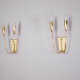 Pair of double brass sconces