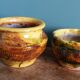 Flower pots, Provençal pottery in glazed terracotta.
