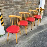 (Lot) 4 beautiful compass-legged chairs from the 60s/70s.