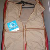 Valise Samsonite toile rouge et cuir des années 80