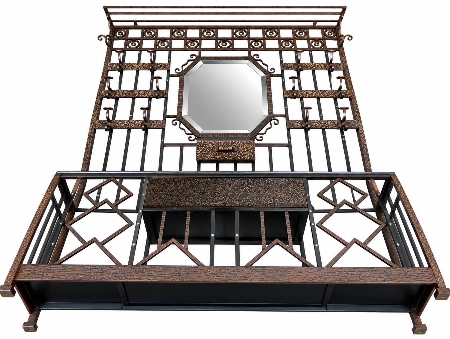 Colonial-inspired Art Nouveau wardrobe – Bevelled mirror 1939
