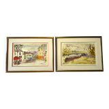 Paire d'aquarelles de jean Theobald JACUS