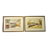 Paire d'aquarelles de jean Theobald JACUS