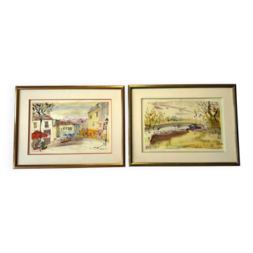 Pair of watercolours by Jean Theobald JACUS