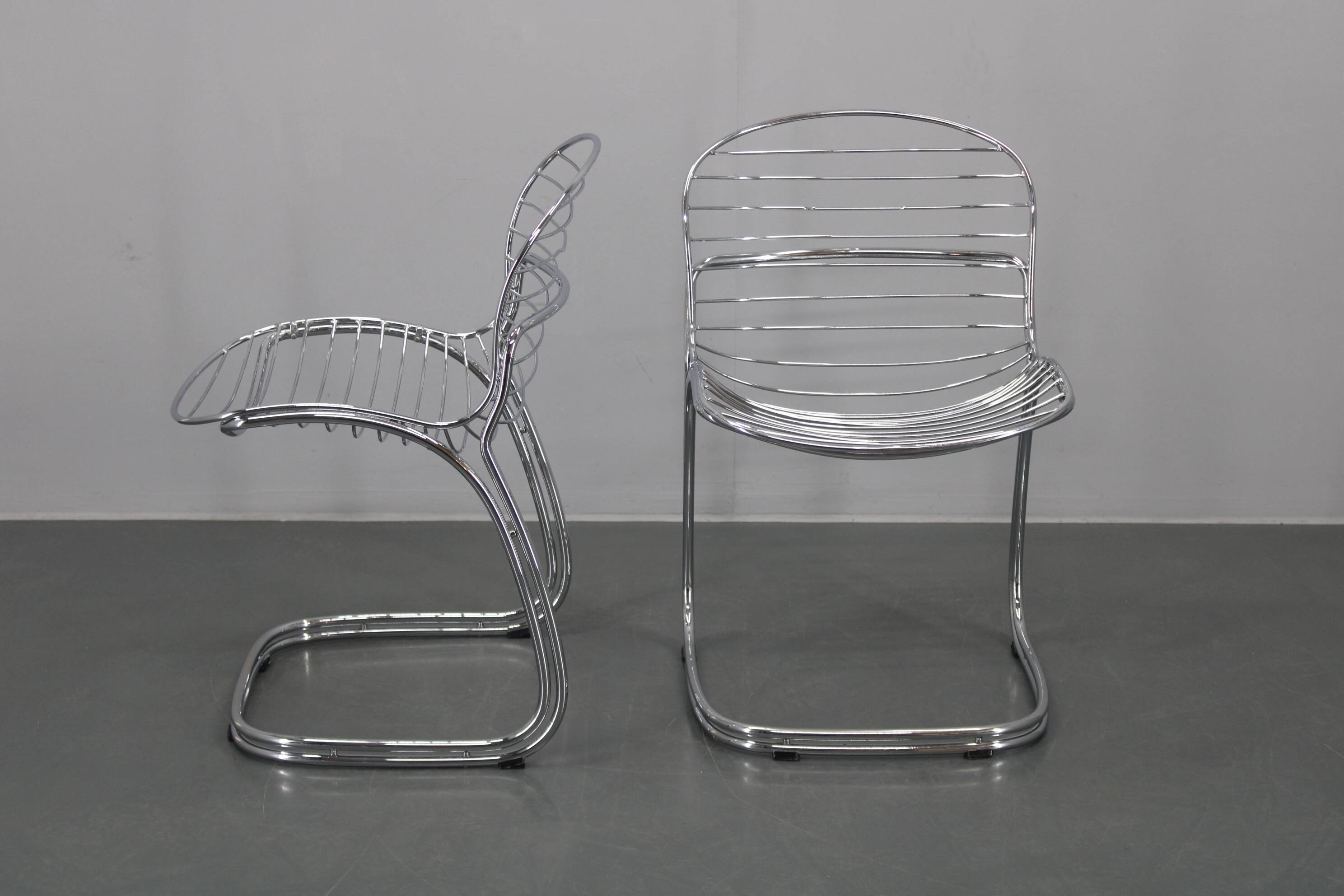 1970s Pair of Gastone Rinaldi Chromed Steel Chairs for Rima, Italy