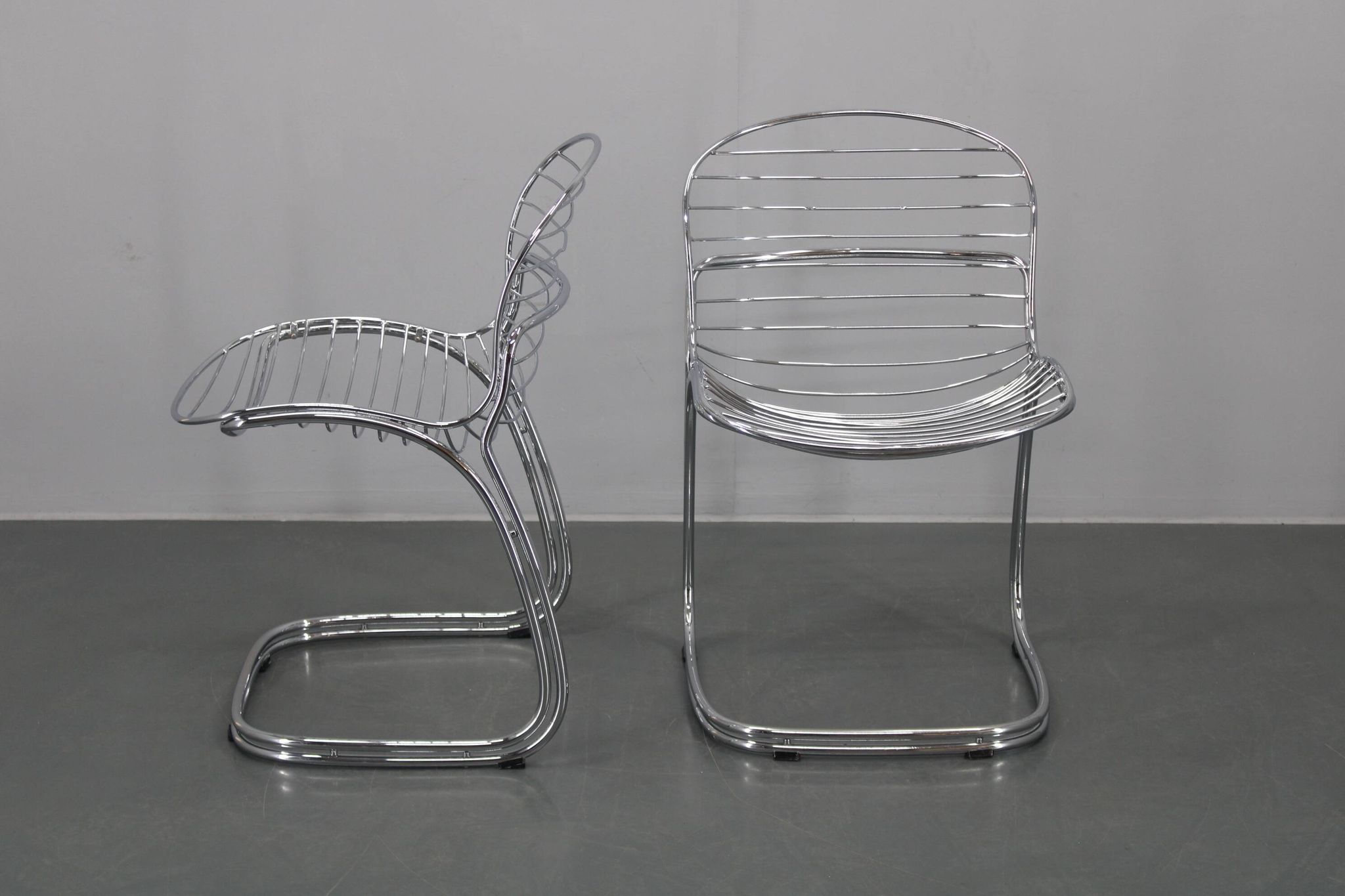 1970s Pair of Gastone Rinaldi Chromed Steel Chairs for Rima, Italy