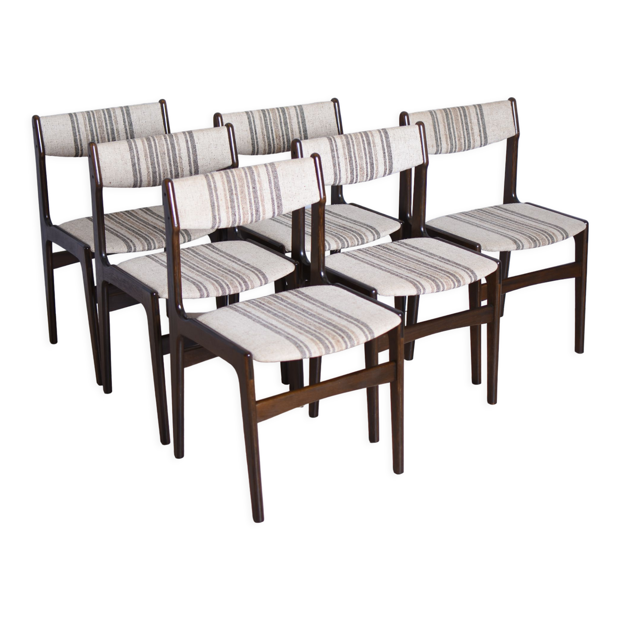 Komplet sześciu krzeseł proj. E Buch, Dania, 60s