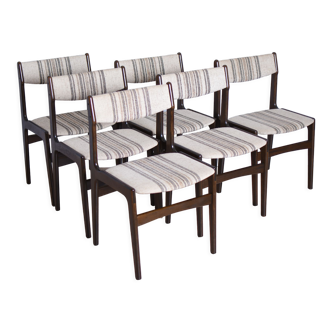 Lot de 6 chaises d'E Buch, Dania, années 60