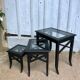 Set de 3 tables gigognes en verre et bois noir