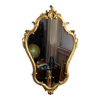 Louis XV style mirror in resin gilded with gold leaf, France 1960