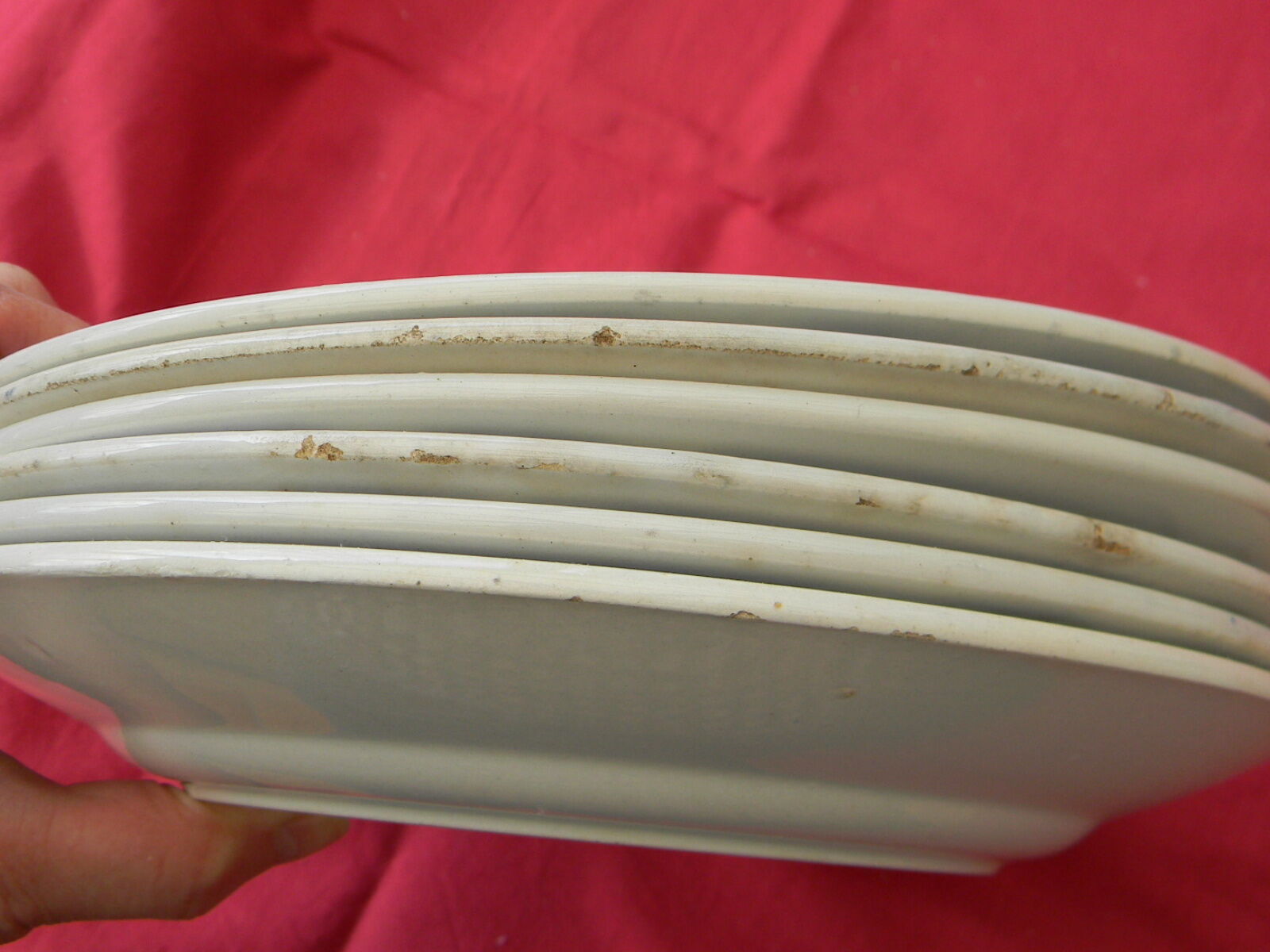 Lot de 6 assiettes plates en faience décor de roses.