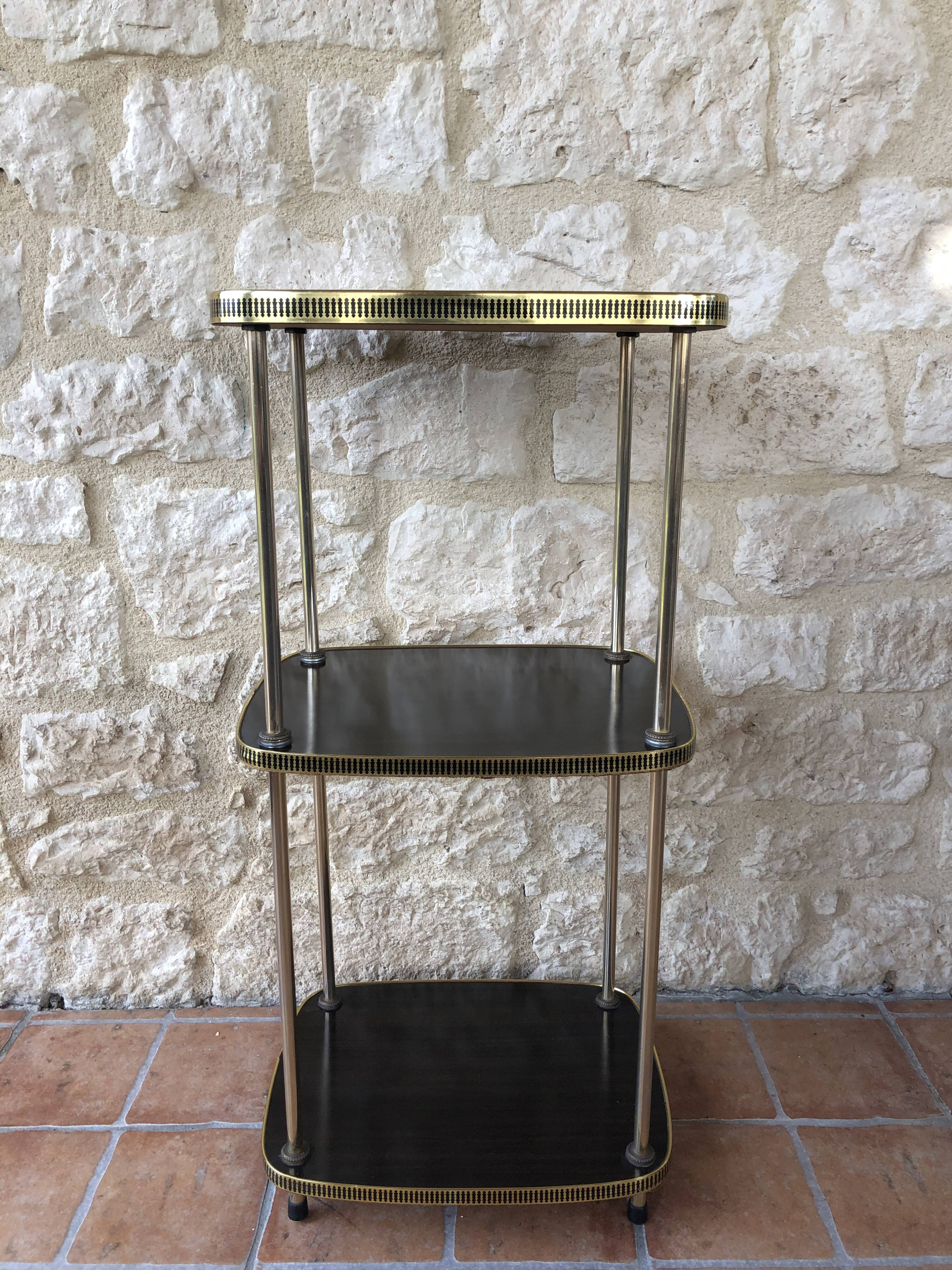 Side table has three shelves Formica and brass 60s/70s