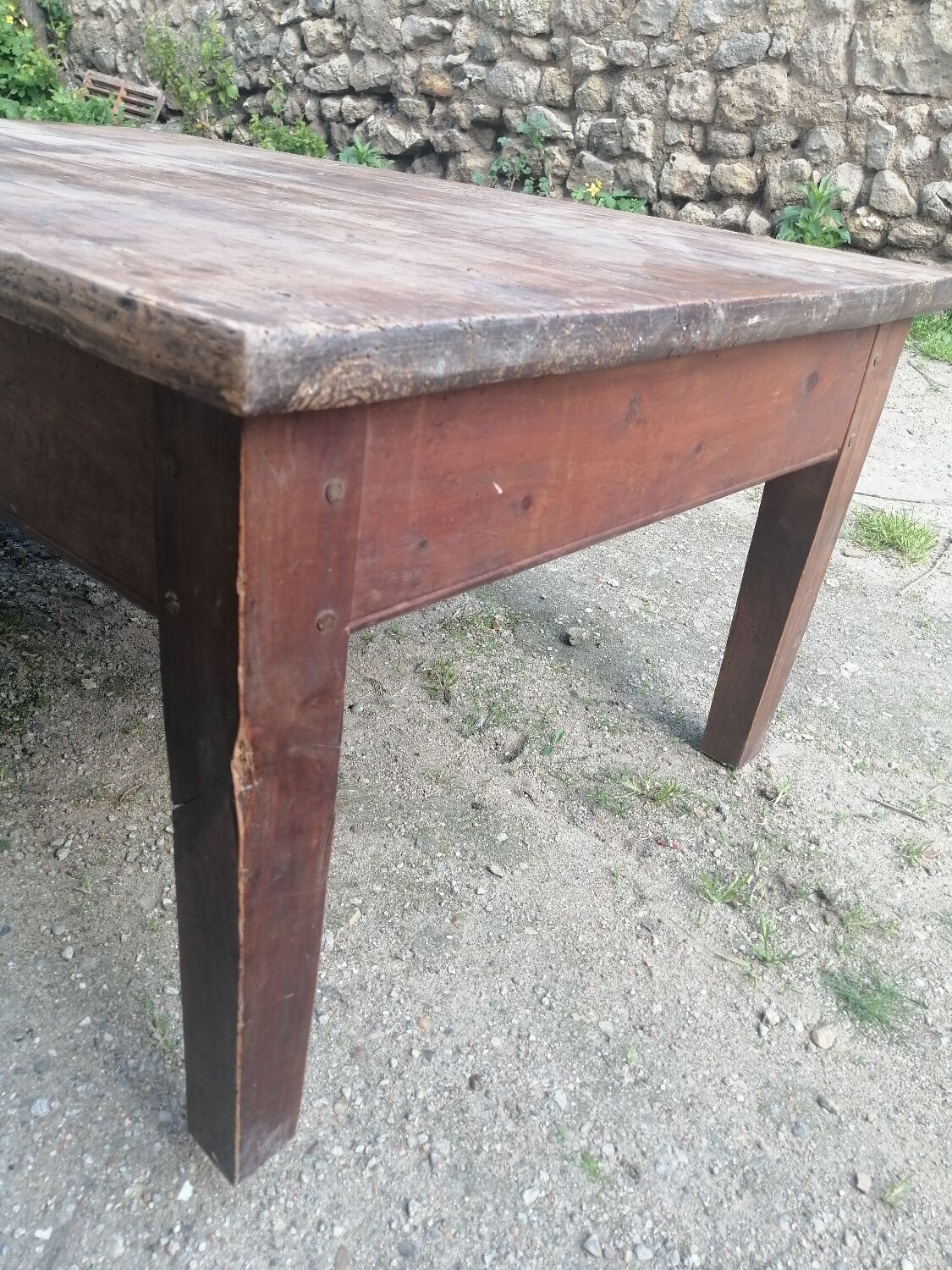 Antique wooden farmhouse table