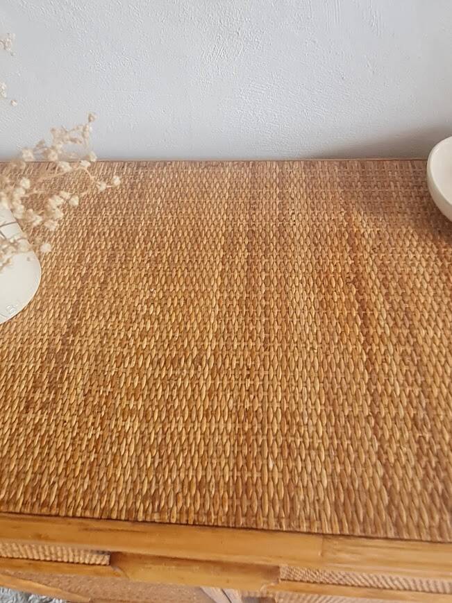 Vintage rattan sideboard from the 1970s.