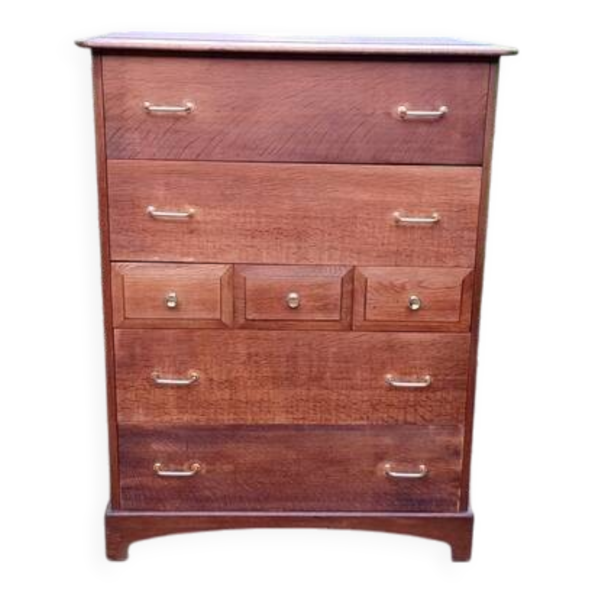 High chest of drawers, Stag brand, 1980s, vintage, United Kingdom