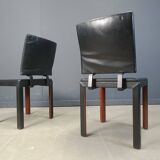Vintage leather dining chairs by Durlet, 1980s