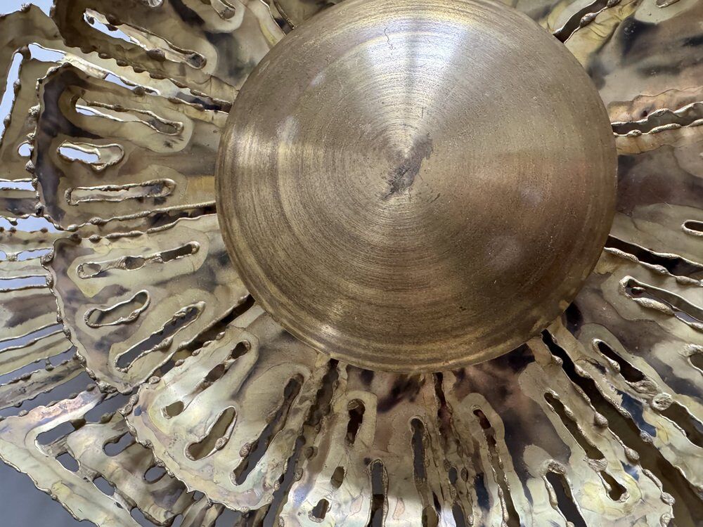 Brass sun wall sconce by Svend Aage Sørensen, Denmark, 1960s, brutalist