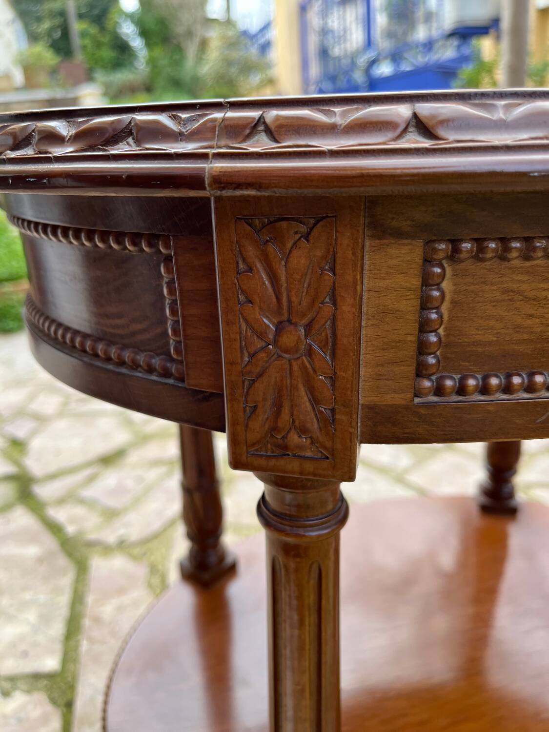 Small carved wooden table