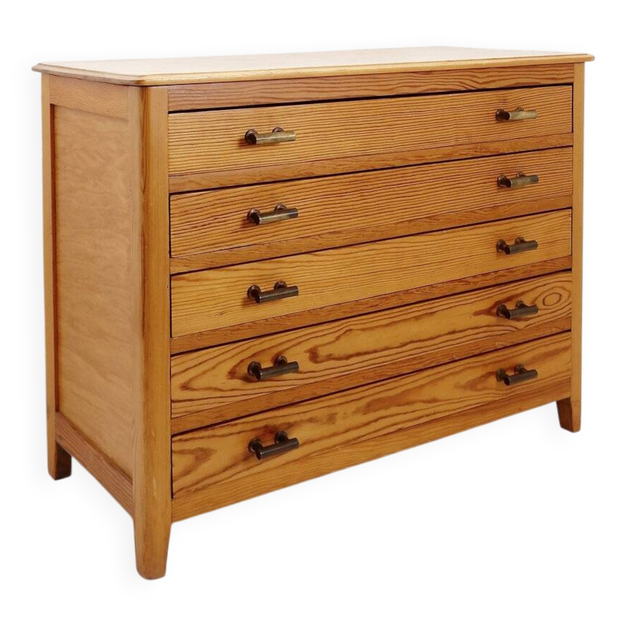 Vintage 5 Drawer Chest of Drawers with brass handles