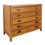 Vintage 5 Drawer Chest of Drawers with brass handles