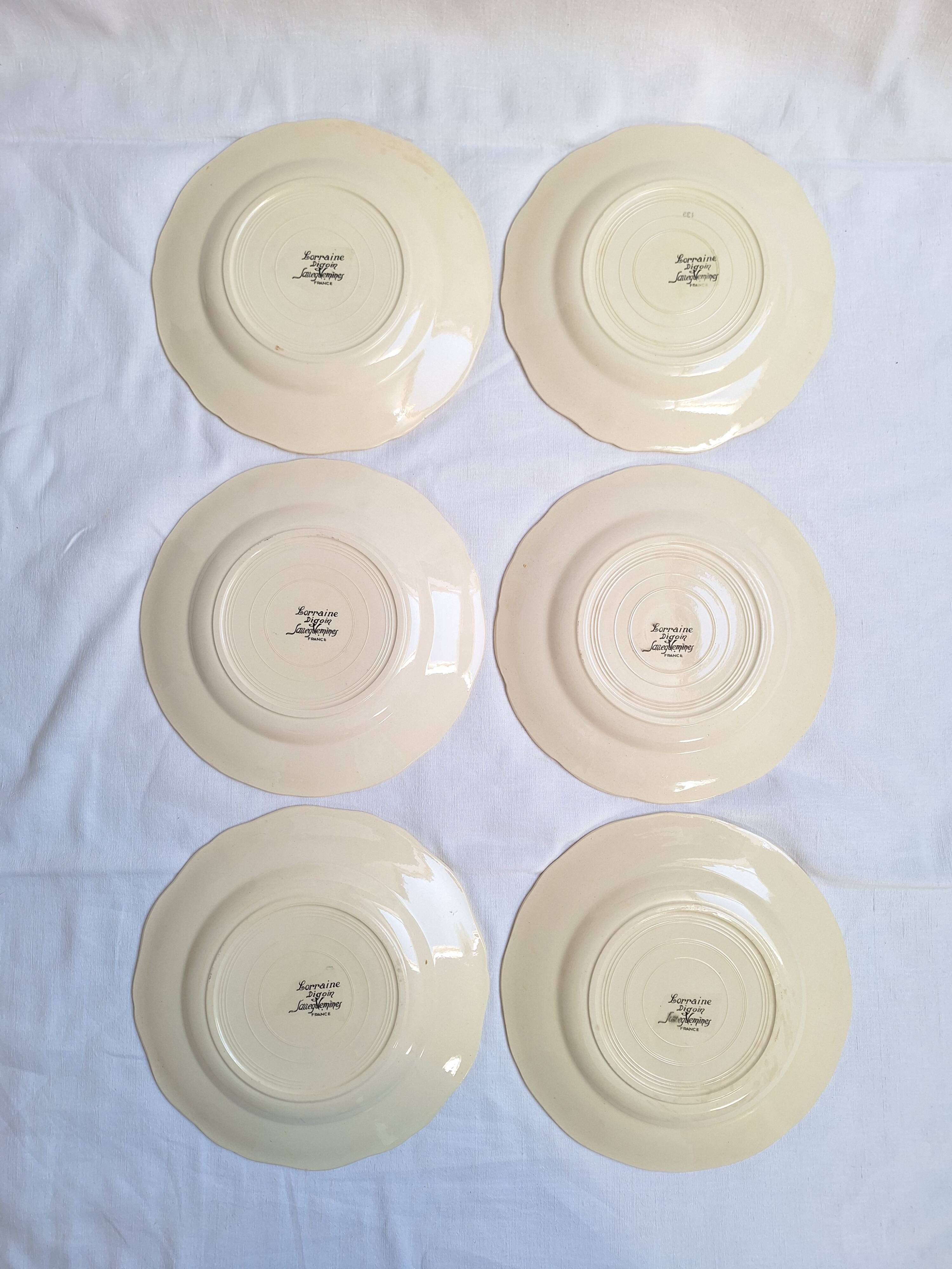 Assiettes plates Digoin Sarreguemines Modèle Lorraine
