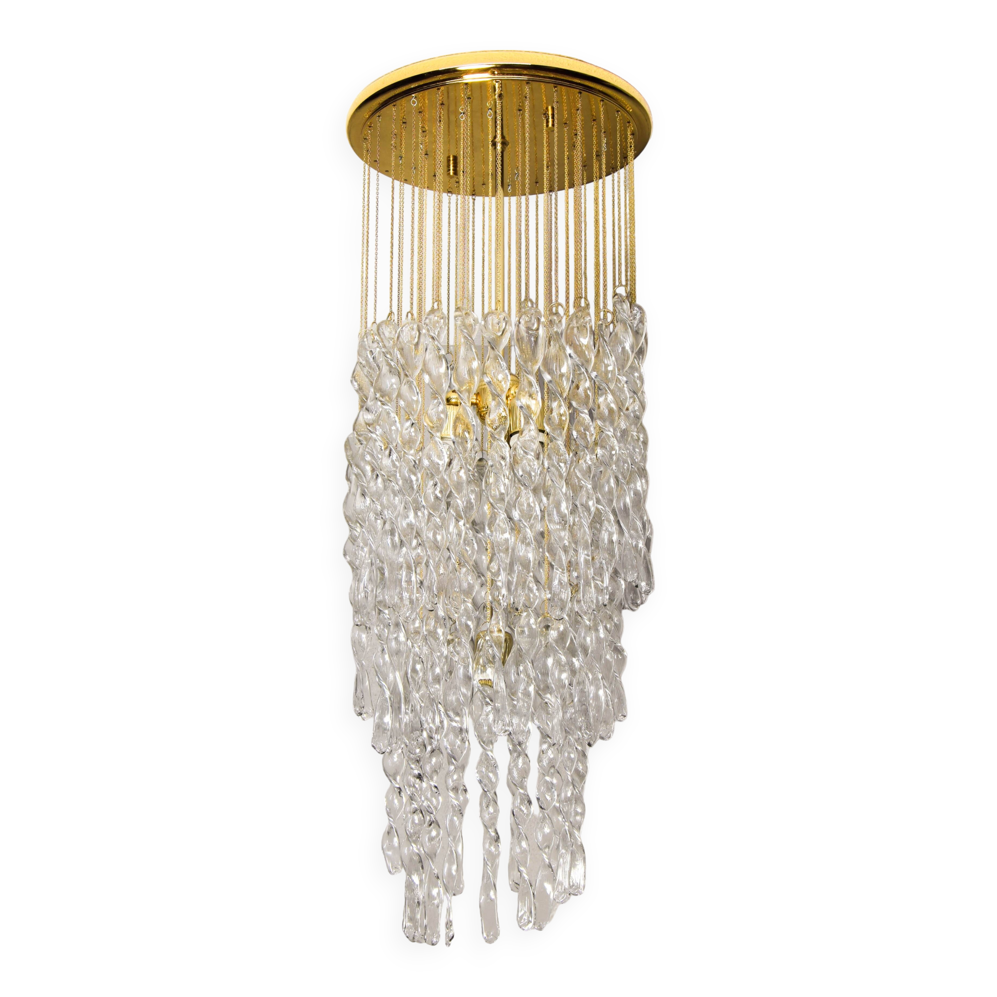 Murano glass and brass spiral chandelier, Italy, 1970s