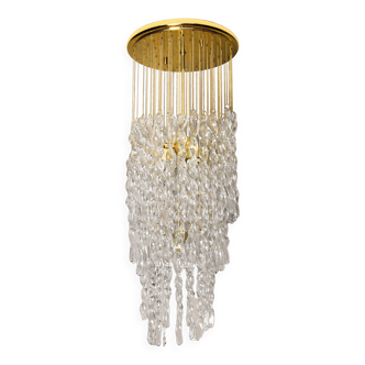 Murano glass and brass spiral chandelier, Italy, 1970s