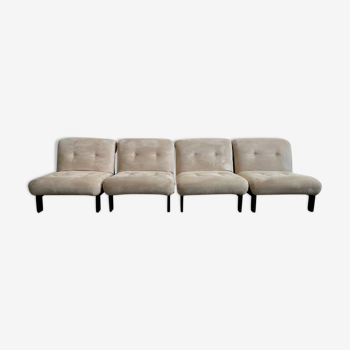 Vintage modular beige suede living room suite, sectional lounge sofa, Germany