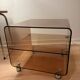 Smoked plexiglass side table/occasional table by designer Michel Dumas.