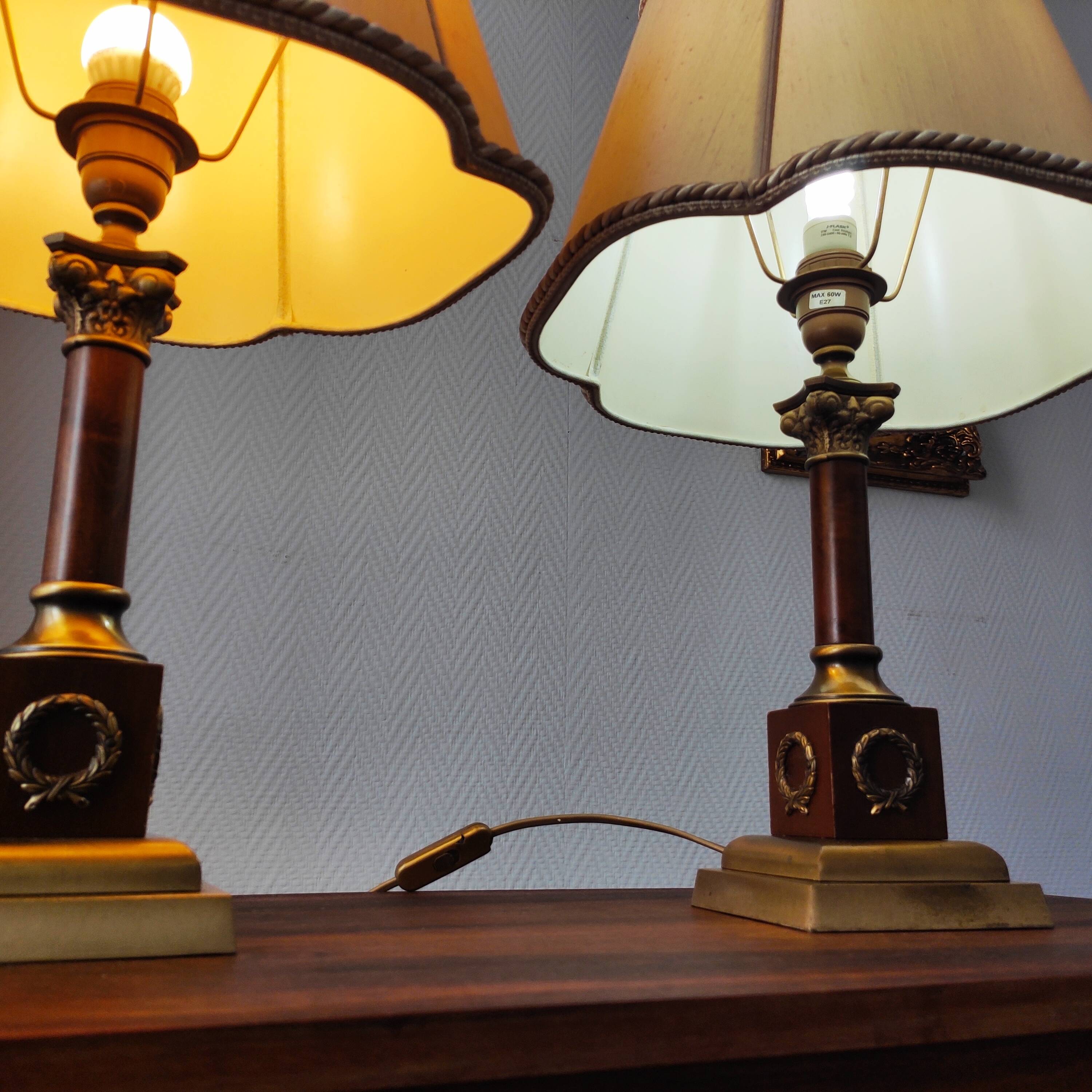 Pair of neo-classical Empire style lamps