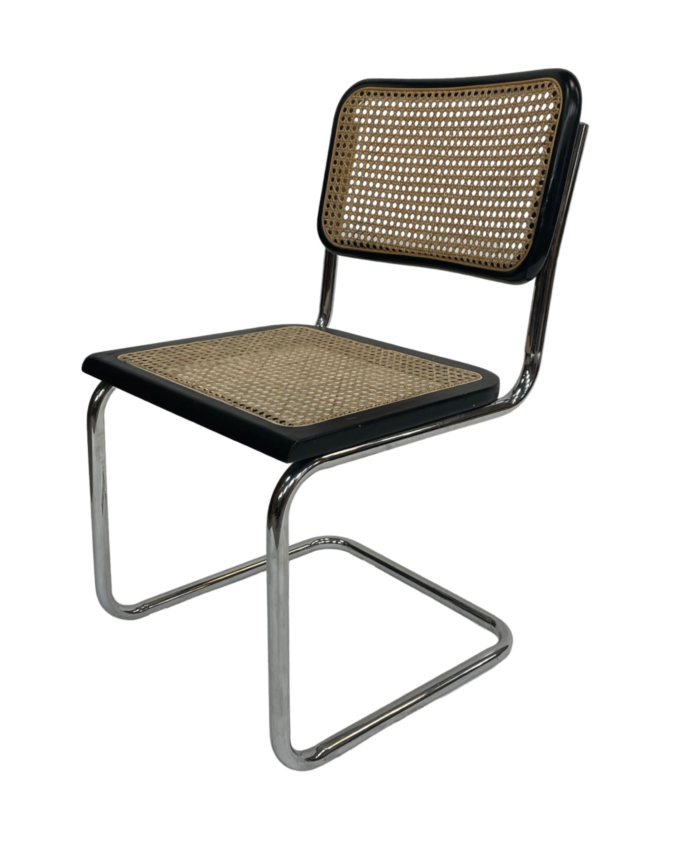 Chaise Cesca modèle b32 en chrome et noir par Marcel Breuer