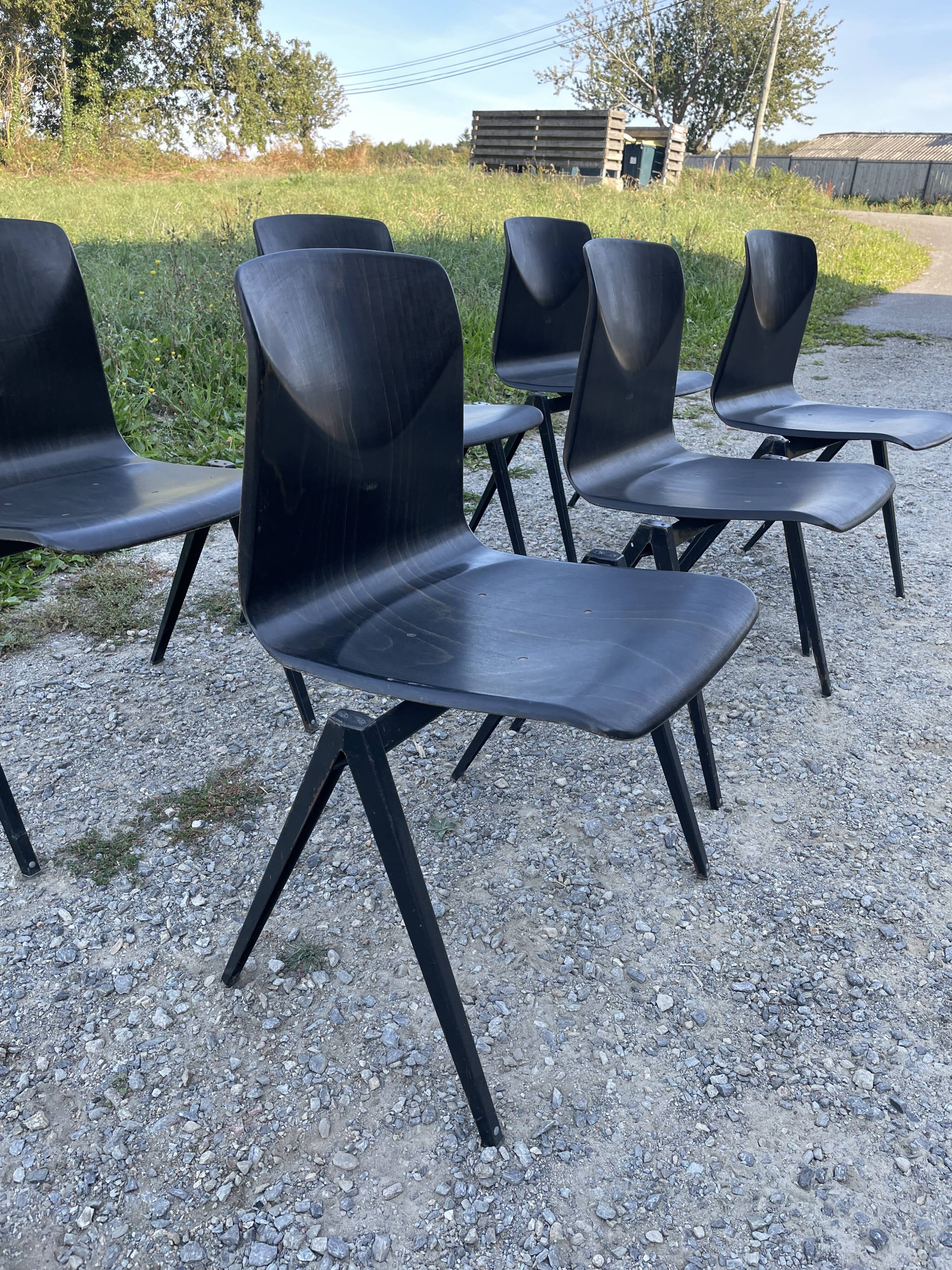Set of 6 chairs Galvanitas S22 ebony year 60