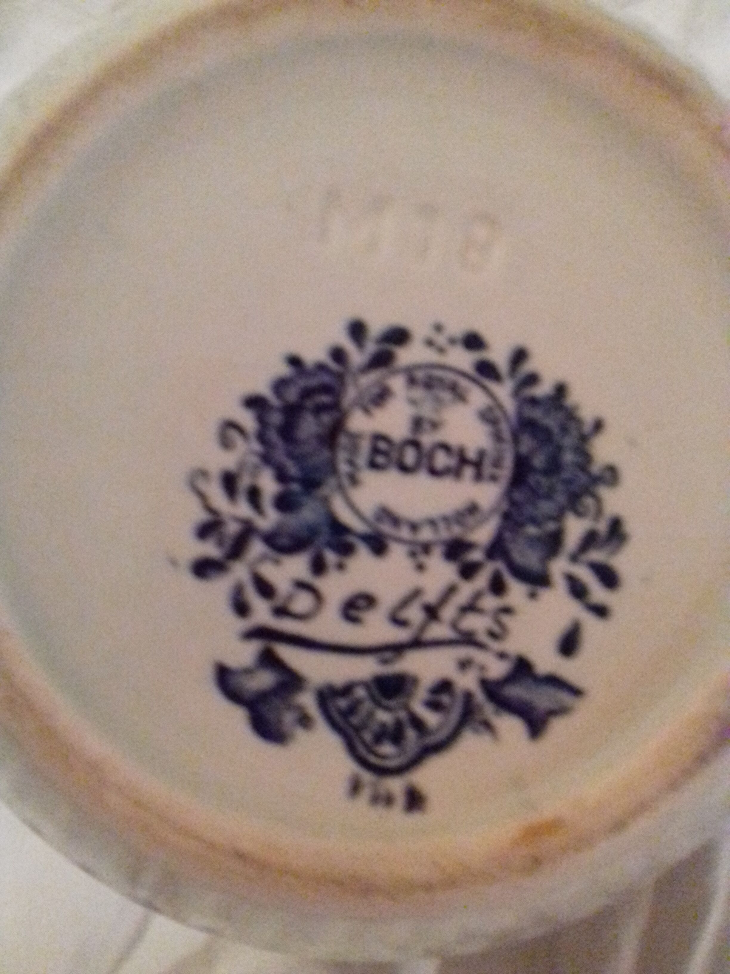 Cache pot céramique blanc et indigo
