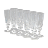 Suite of 10 glasses, champagne flutes cut from St. Louis.
