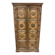 Carved wooden wardrobe and repoussé metal – Indian inspiration – 20th century