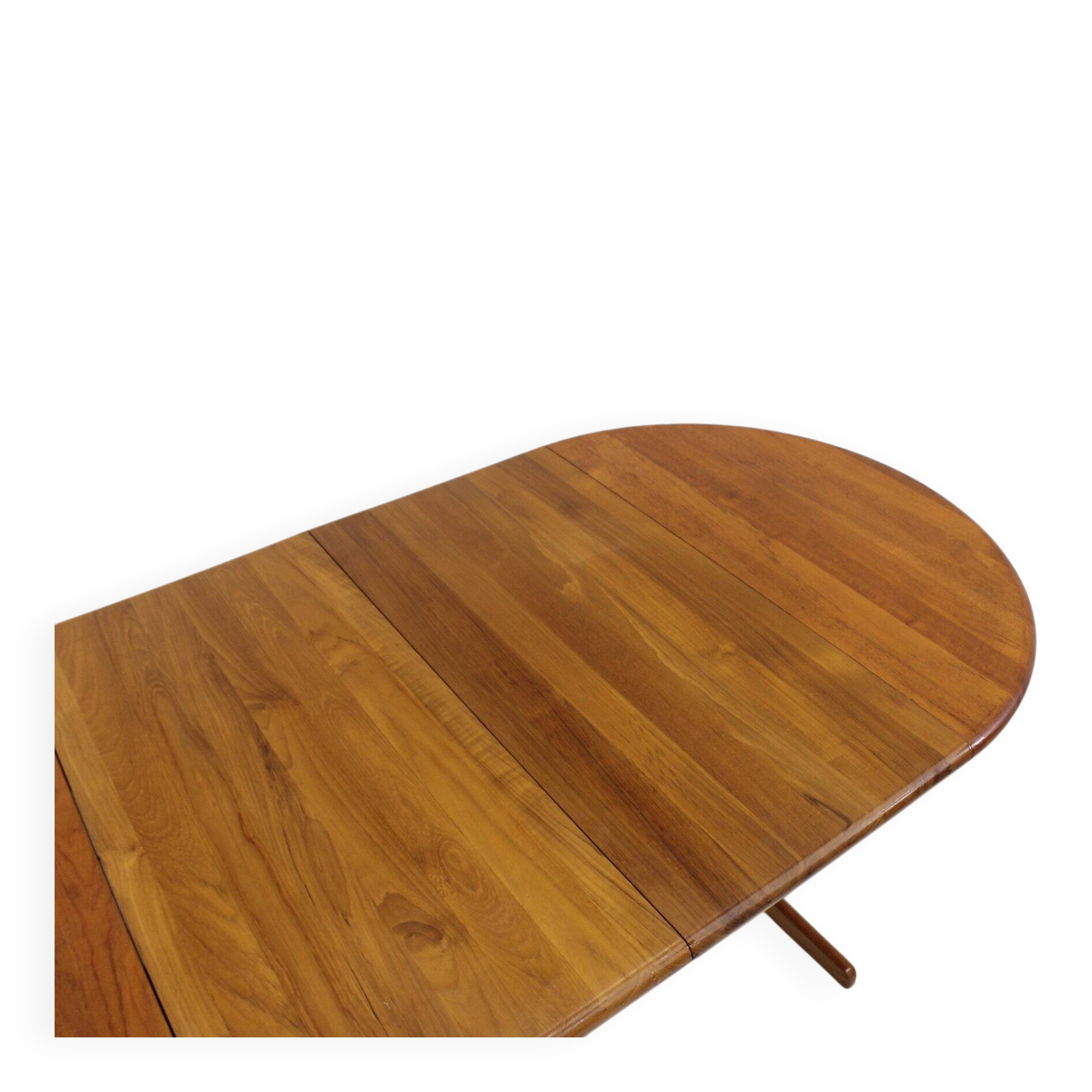 Vintage Danish round extendable dining table solid teak 1960s