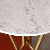 1960s Italian Dining Table With oval Carrara Marble Top And Iron Structure