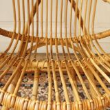Fauteuils "œuf" en rotin 1960 et son coussin