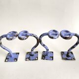 Set of painted cast iron industrial coat hooks